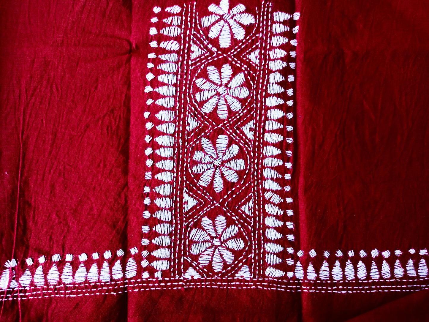 Pure Cotton Maroon Kantha Blouse