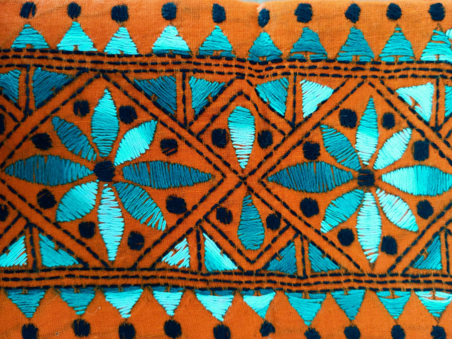 Pure Cotton Orange Kantha Blouse