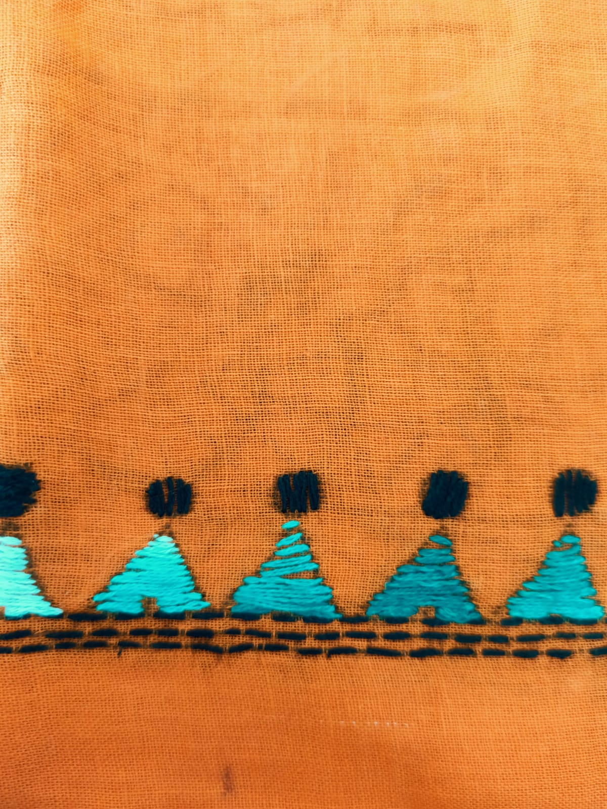Pure Cotton Orange Kantha Blouse