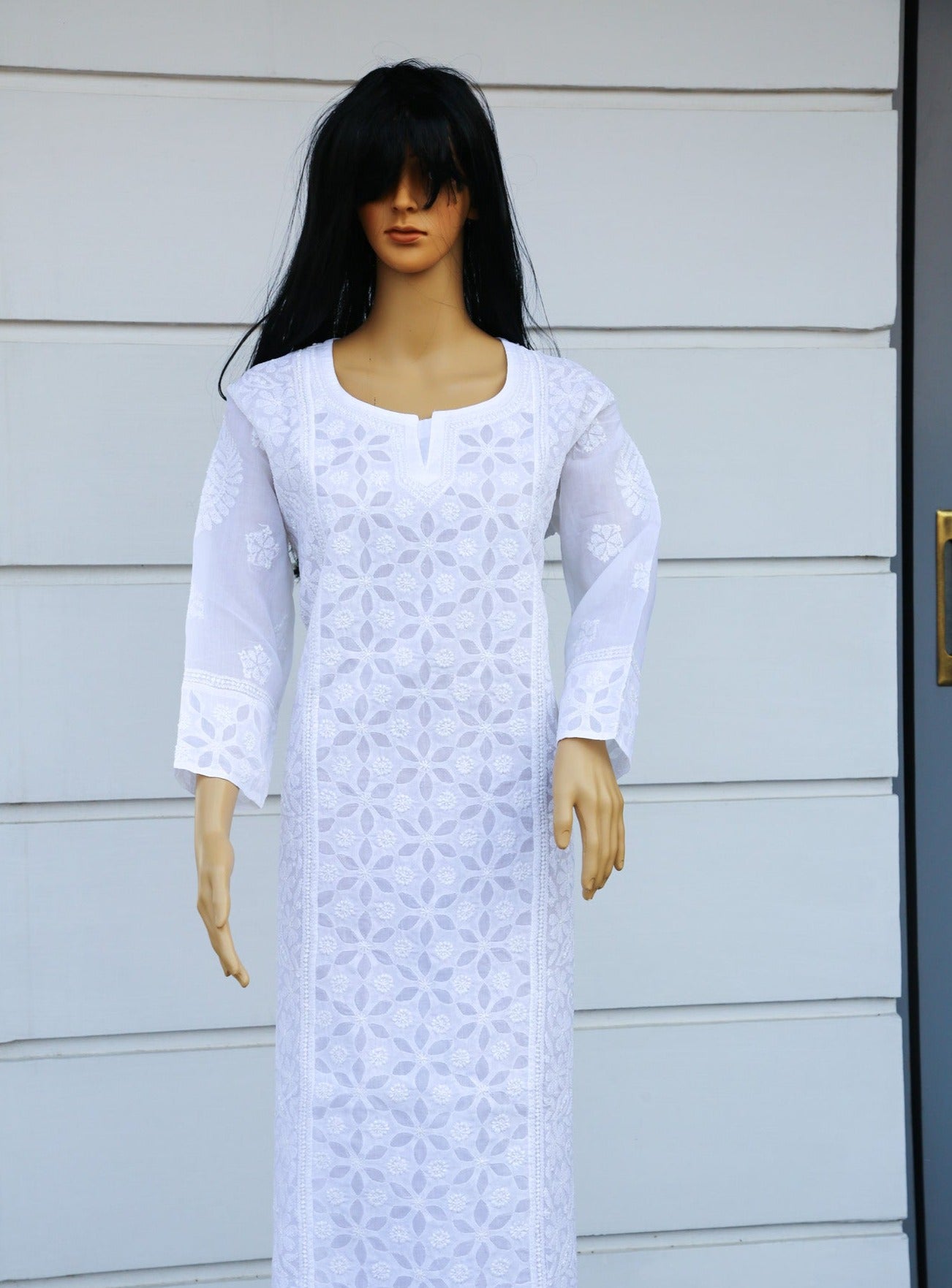 Pure Cotton Chikankari Ready Made Kurta - White