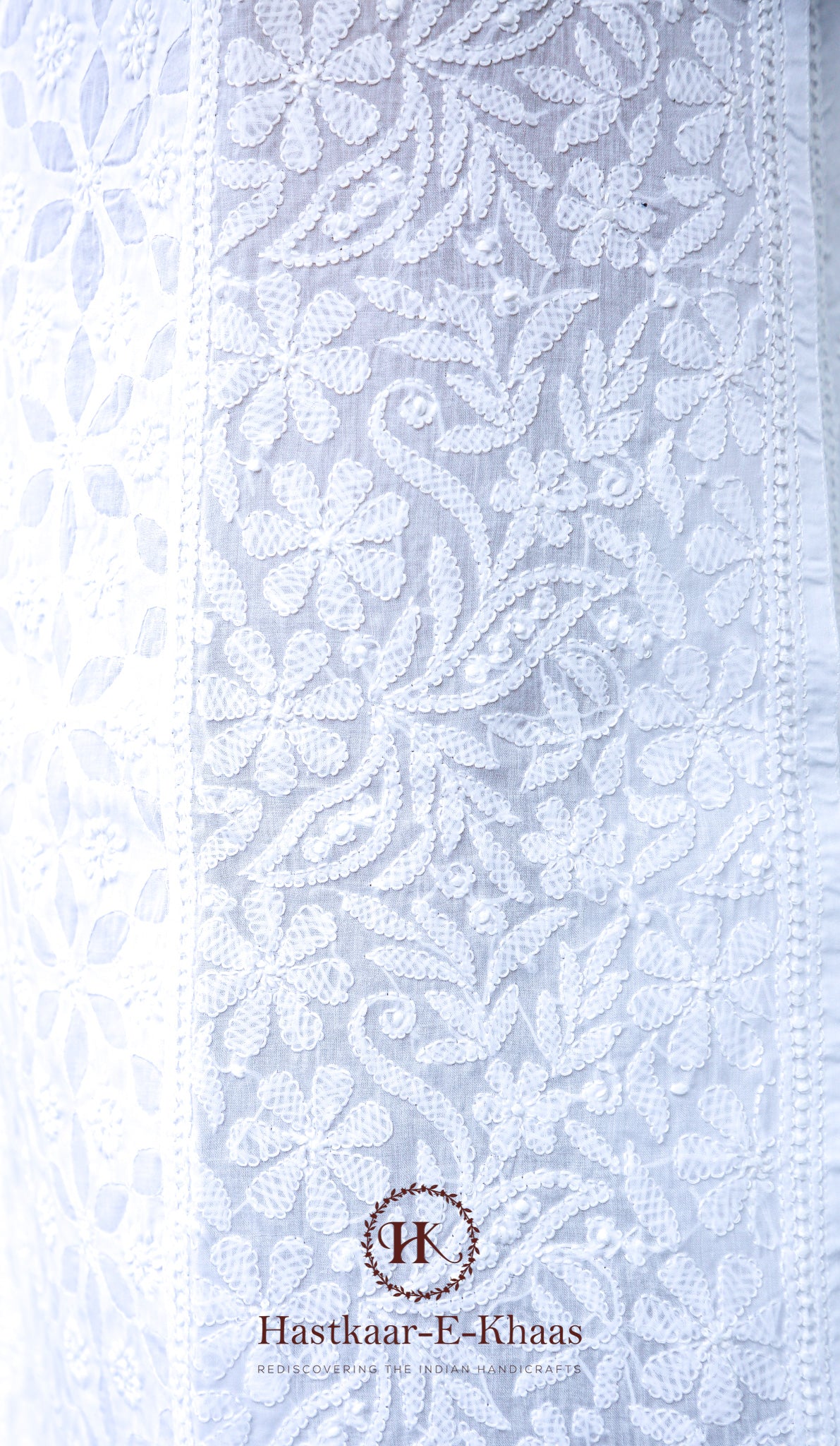 Pure Cotton Chikankari Ready Made Kurta - White