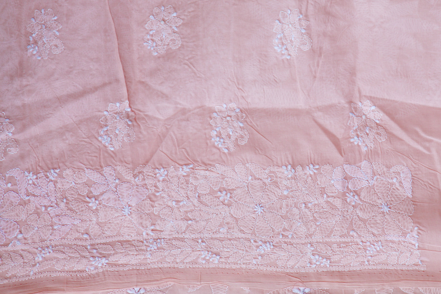 Pure Cotton Chikankari Kurta Fabric - Baby Pink