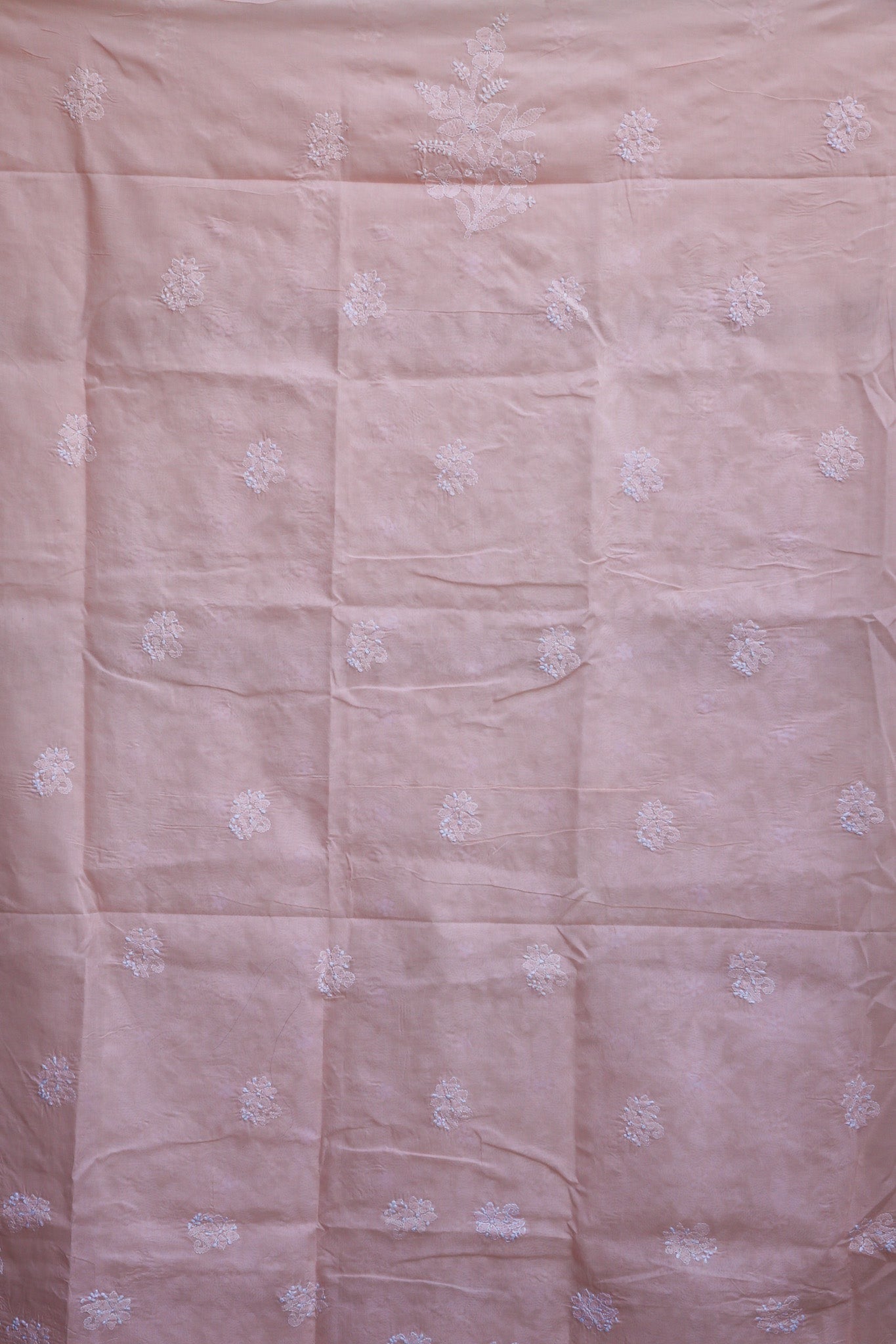 Pure Cotton Chikankari Kurta Fabric - Baby Pink