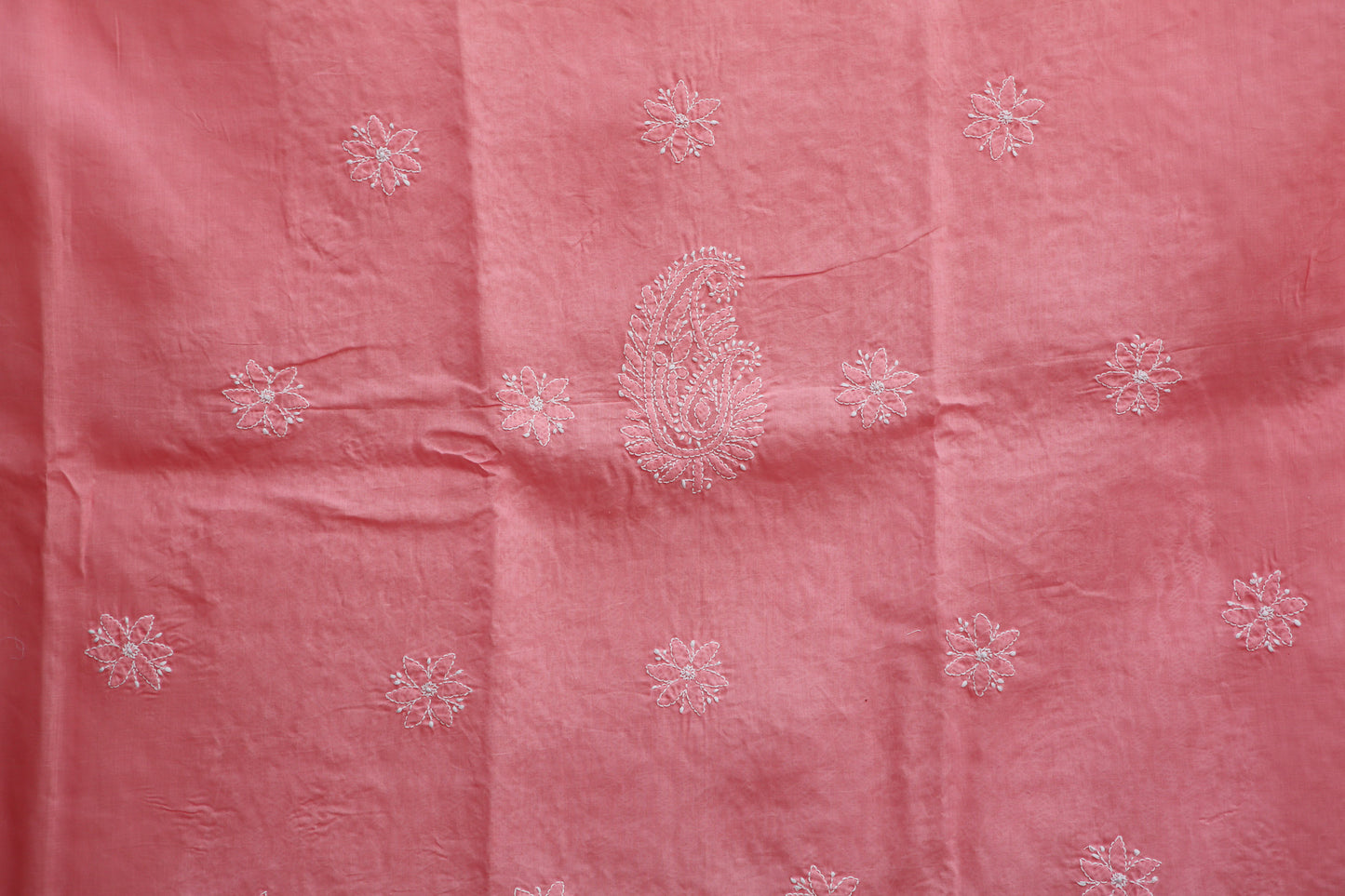 Pure Cotton Chikankari Kurta Fabric - Pink