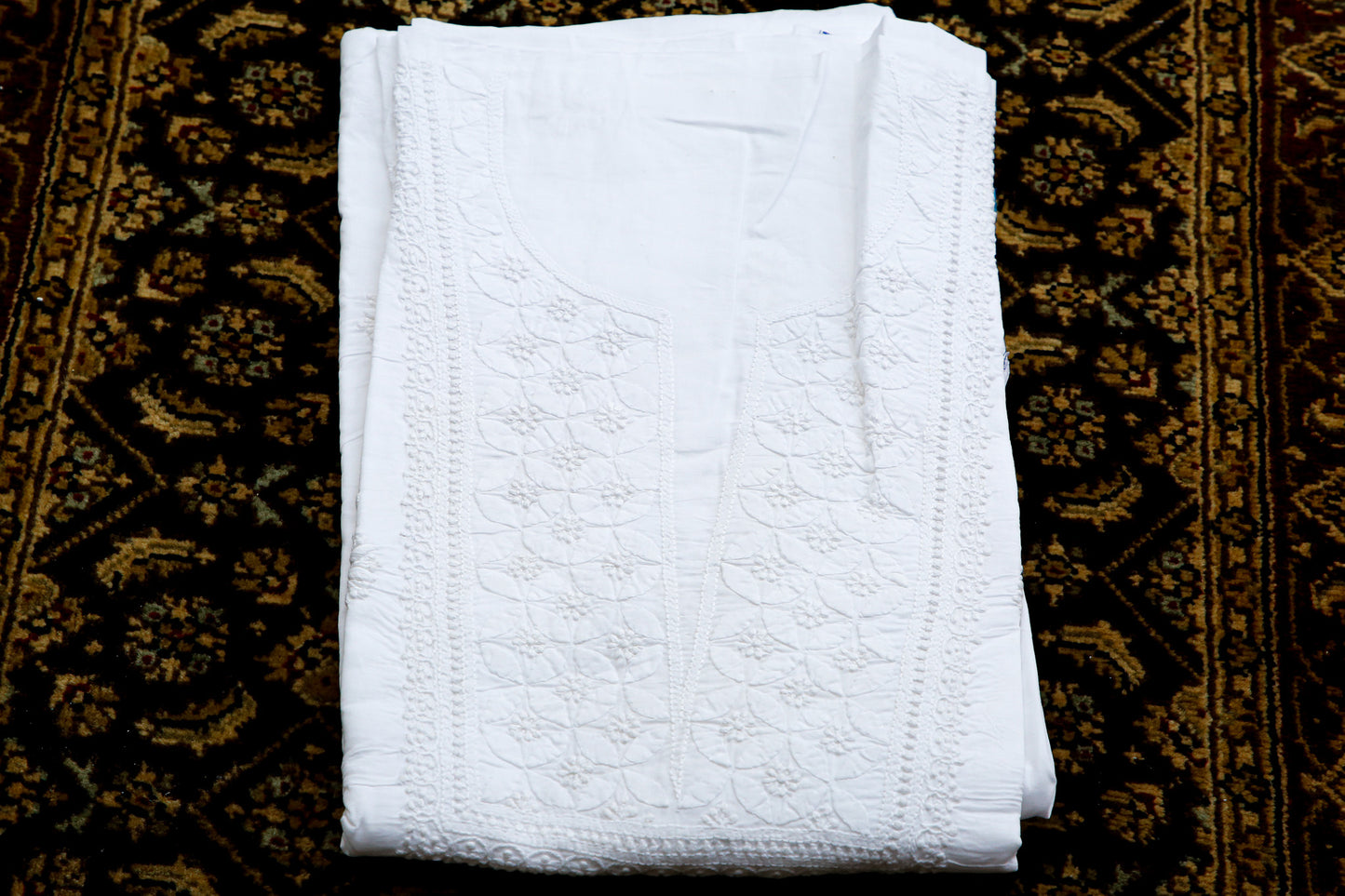 Pure Cotton Chikankari Kurta Fabric - White