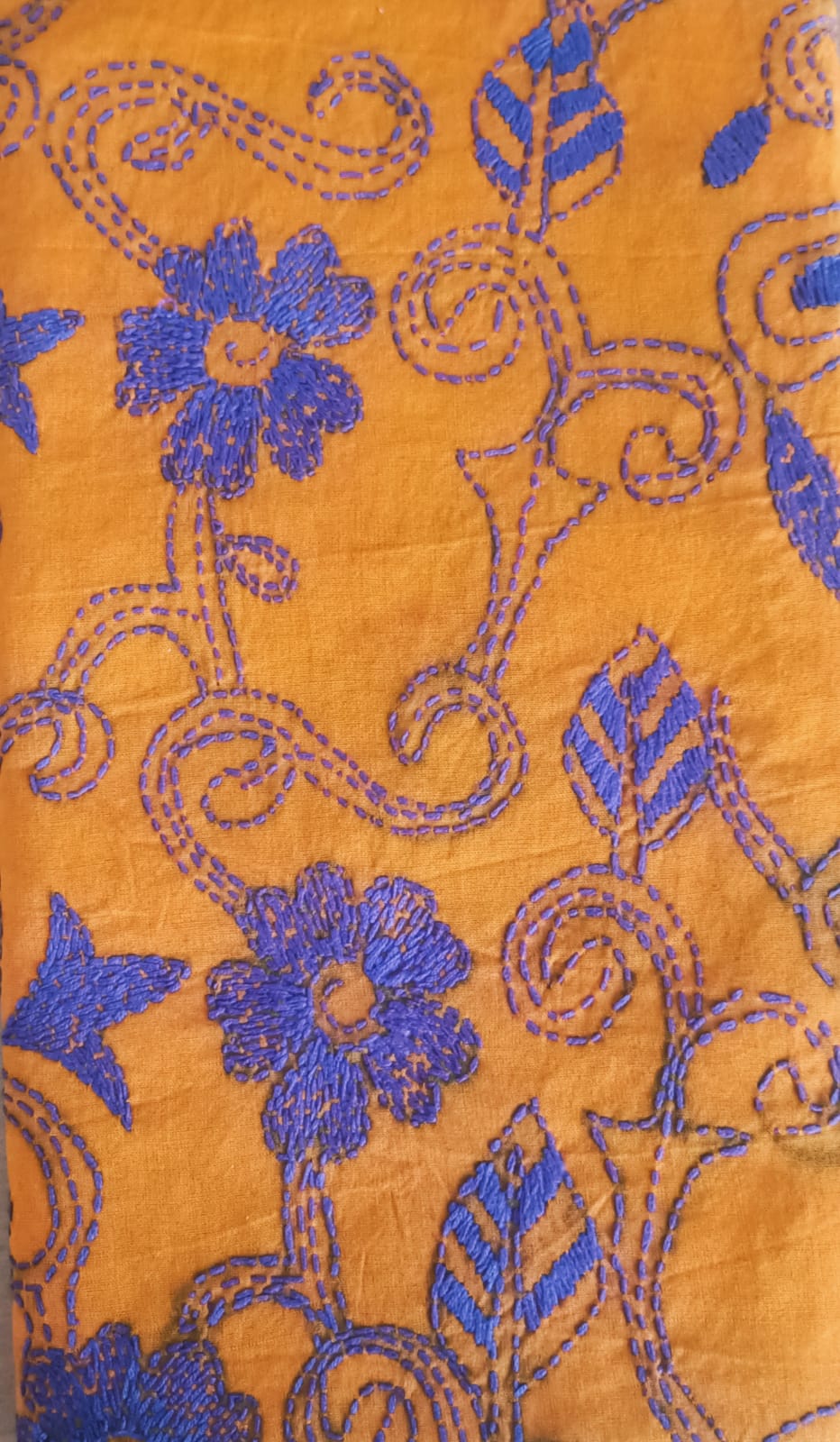 Pure Cotton All Over Kantha Work Mustard Blouse