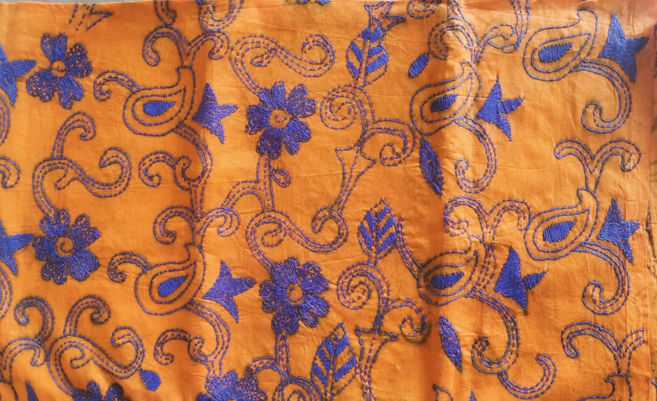 Pure Cotton All Over Kantha Work Mustard Blouse