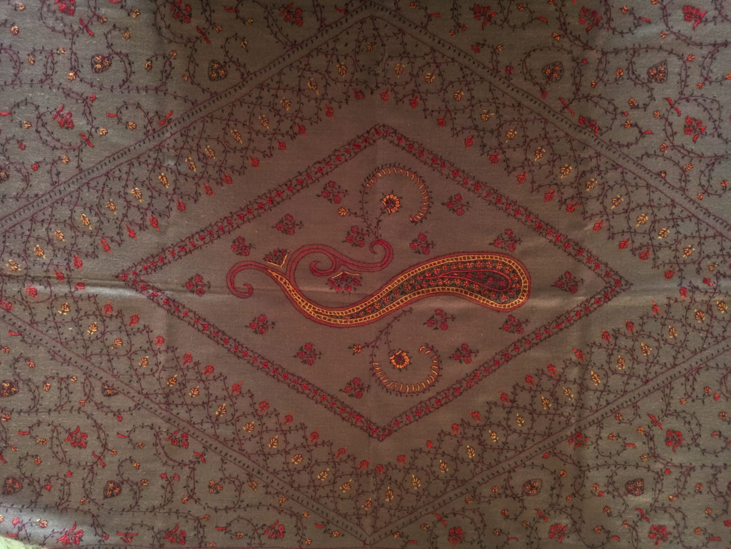 Hand Embroidered Semi Pashmina Stole - Classic Pashmina Colour