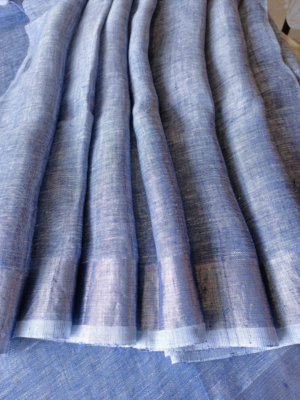 Pure Linen by Linen Zari Border Saree - Blue